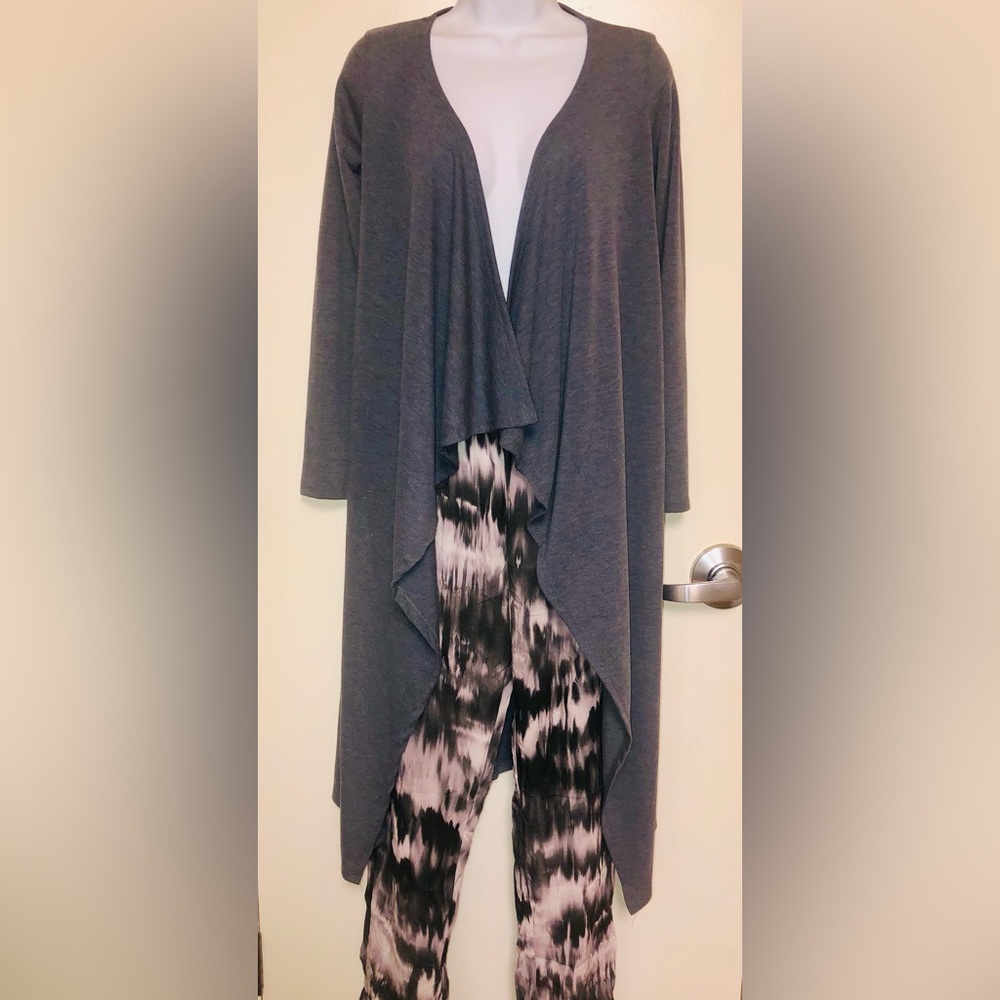 HOT LUXX - Gray , Long, Waterfall Cardigan Sweater